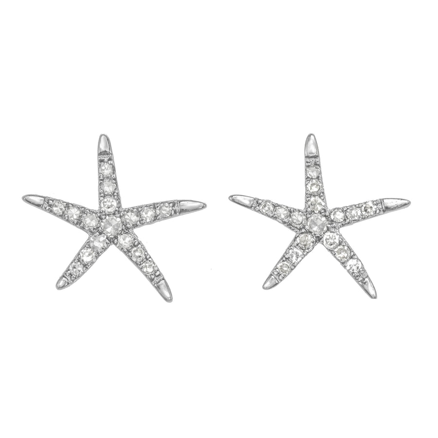 Star-shaped earrings with clear stones on a white background