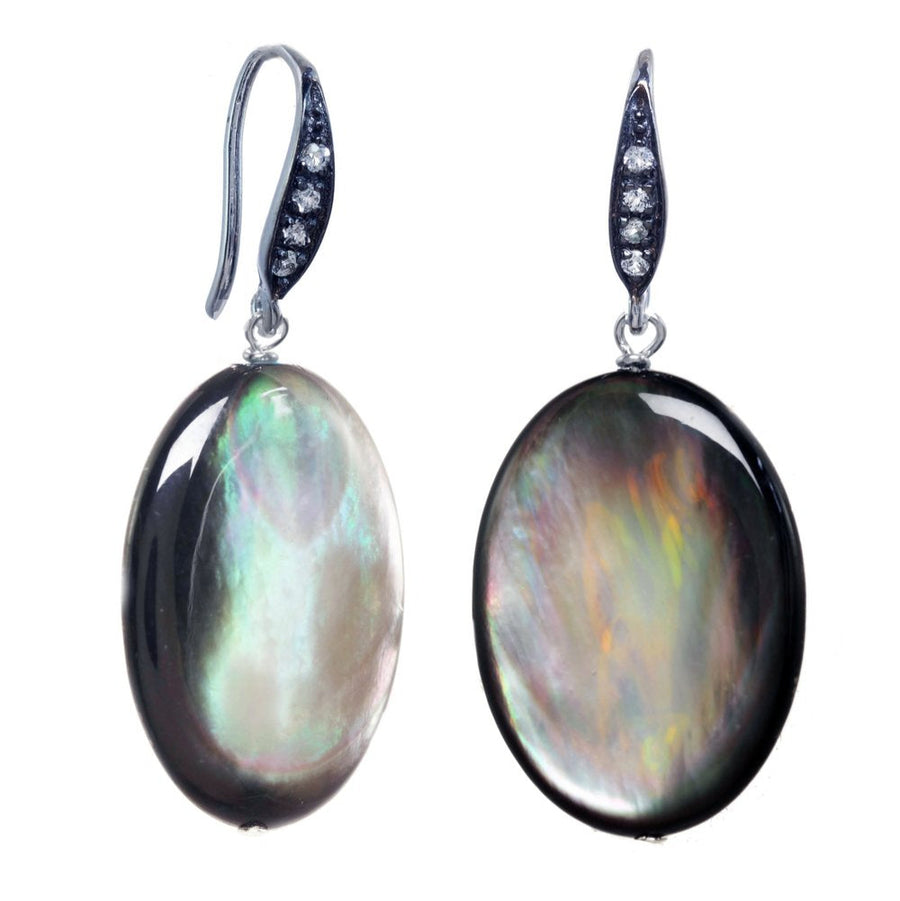 Pair of earrings with opal stones on a white background