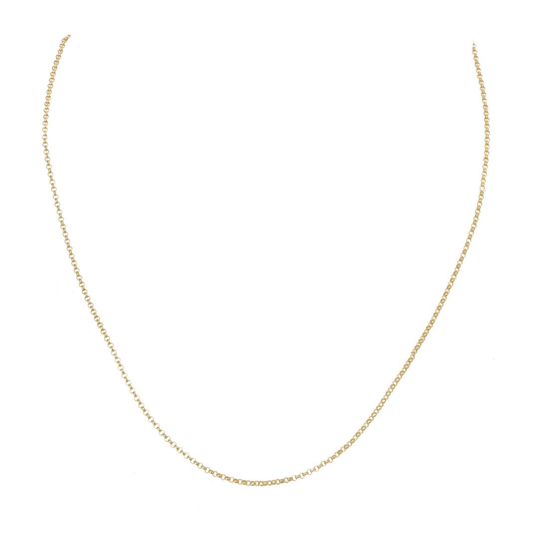 Gold chain necklace on a white background