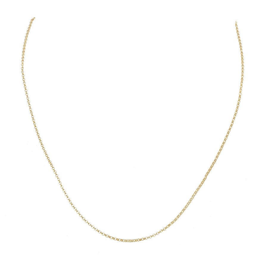 Gold chain necklace on a white background