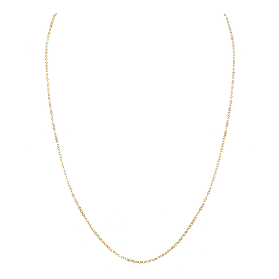 Gold necklace on a white background