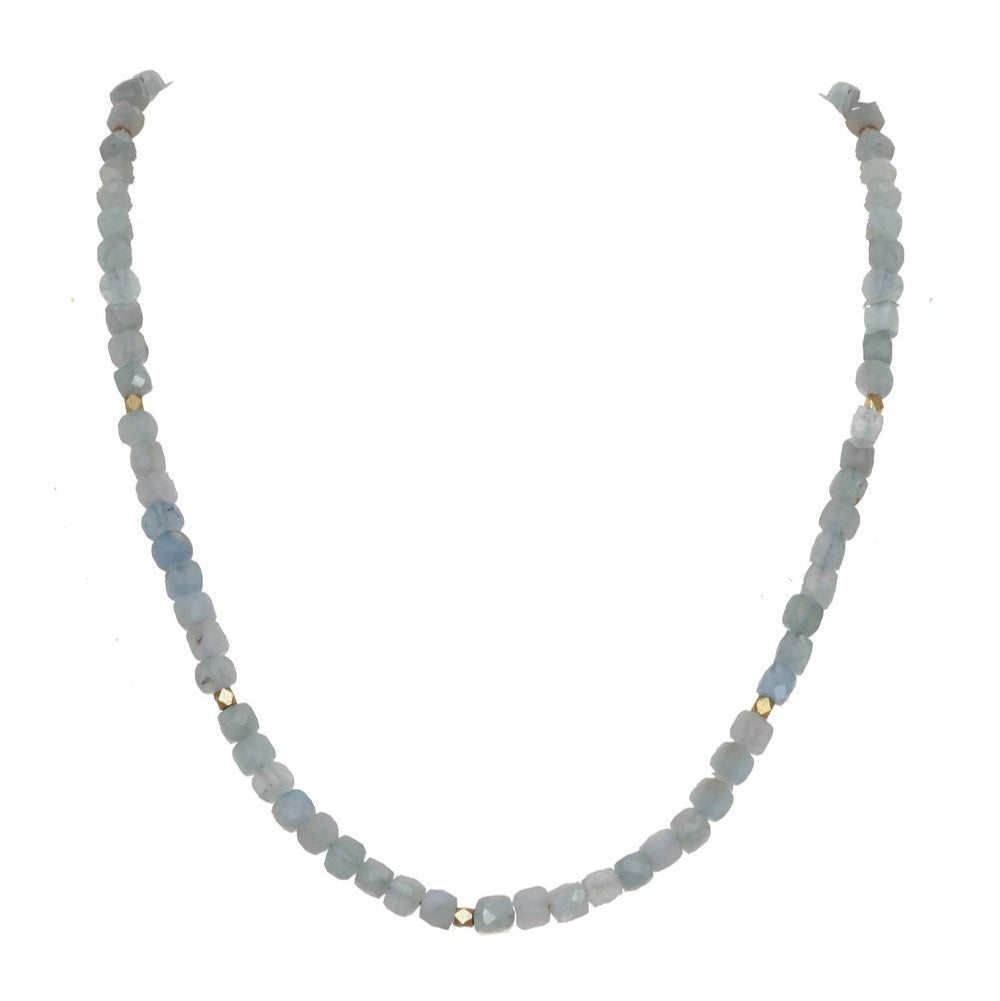 Necklace with gray beads on a white background