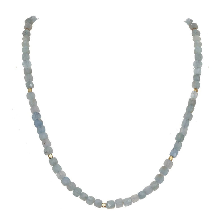 Necklace with gray beads on a white background