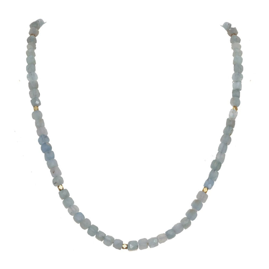 Necklace with gray beads on a white background