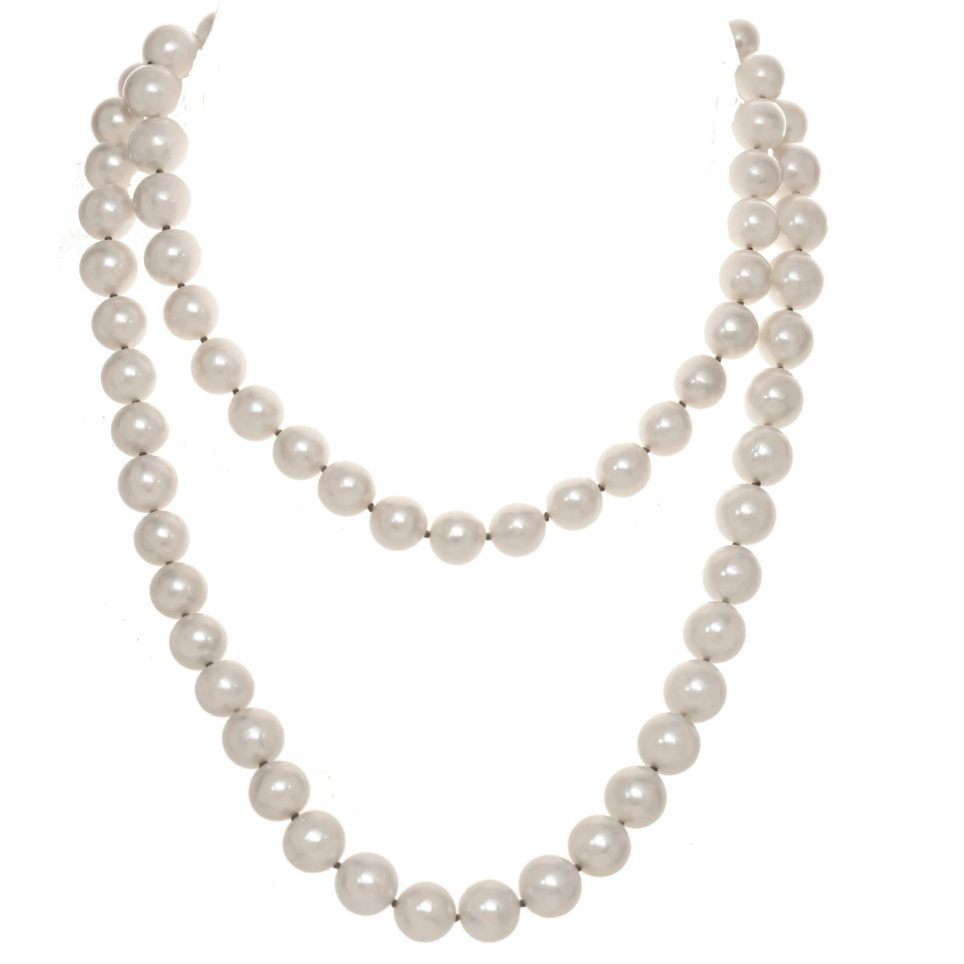 Pearl necklace on a white background